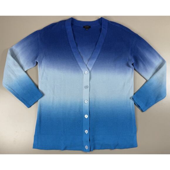 Talbots Sweaters - Talbots Womens Ombre Cardigan Sweater Large Blue Vneck Classic Preppy Spring